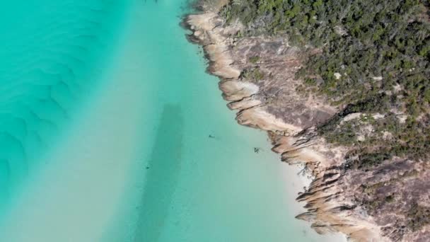 Aerial View Whitehaven Beach Queensland Revealing Landscape While Going Air — Stock Video