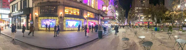 New York City November 2018 Herold Square Der Nacht Panoramablick — Stockfoto