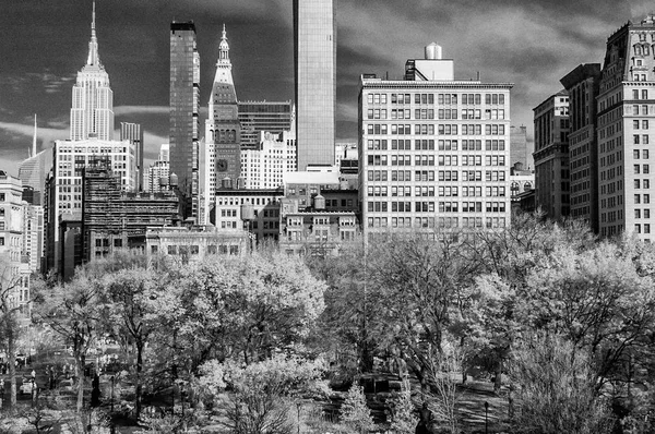 New York City Infrared Aerial View Union Square Midtown Skyscrapers — Stock Photo, Image