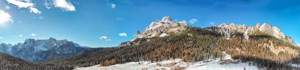 Mountains Iced Lake Misurina Aerial View Italian Alps — Stock Photo, Image