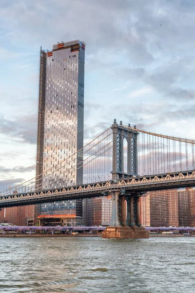 Manhattan Bridge Bei Sonnenuntergang New York City — Stockfoto