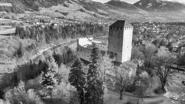 Veduta Aerea Del Castello Lienz Della Valle Nella Stagione Invernale — Foto Stock
