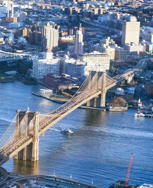 Brooklyn Bridge Sunset Amazing Aerial View New York City Usa — Stock Photo, Image