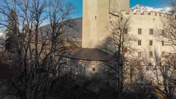 Lienz Castle Flygfoto Vintern Österrike — Stockfoto