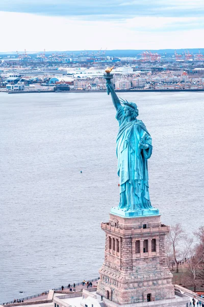 Légi Felvétel Statue Liberty New York City — Stock Fotó