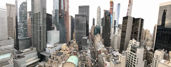Vue Aérienne Panoramique Des Gratte Ciel Manhattan Hiver Bâtiments New — Photo