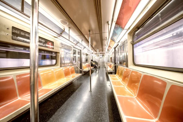 Interior New York City Subway Train Wide Angle View — Stock Photo, Image