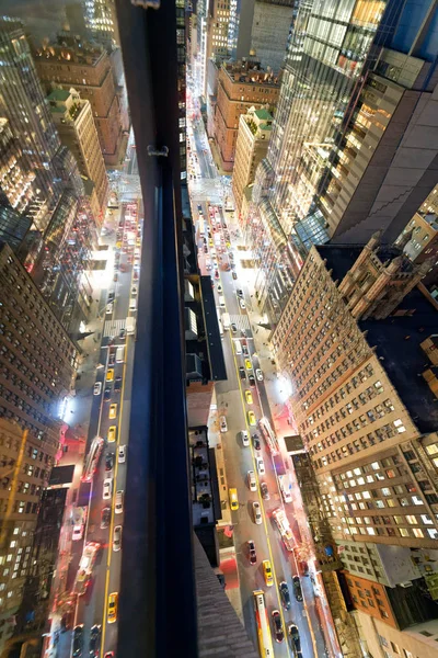 Manhattan New York City Night Aerial View City Traffic High — Stock Photo, Image