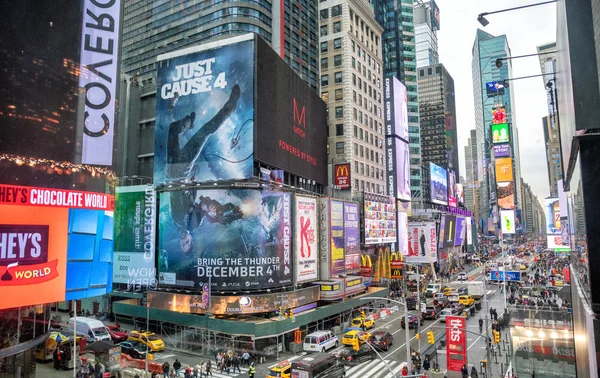 Nova Cidade Iorque Novembro 2018 Anúncios Times Square Dia Inverno — Fotografia de Stock