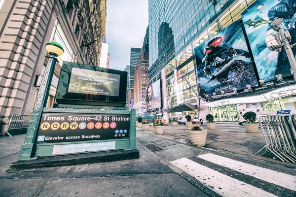 New York City November 2018 Subway Station Entrance Dawn Subway — Stock Photo, Image