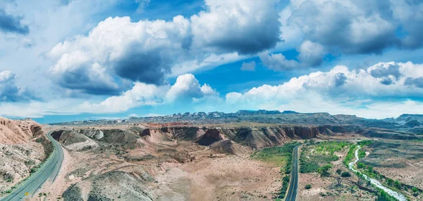 Road Canyon Panoramic Aerial View Sunset — Stock Photo, Image