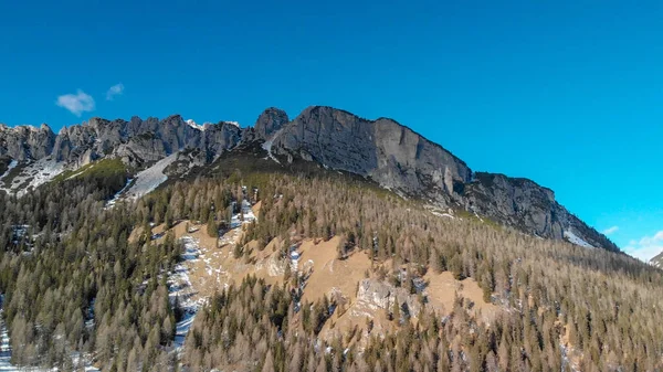 Montagne Lago Ghiacciato Misurina Veduta Aerea Delle Alpi Italiane — Foto Stock