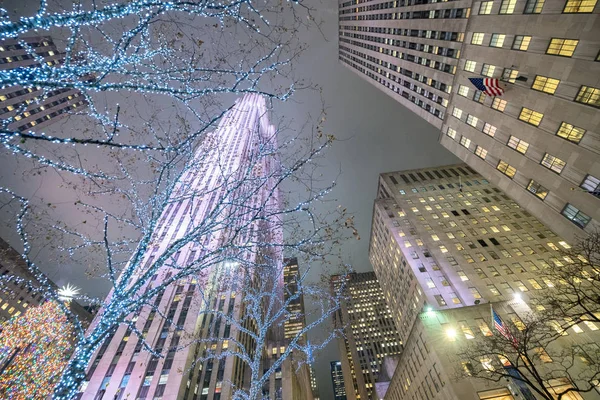 New York City November 2018 Nacht Zicht Rockefeller Center Manhattan — Stockfoto