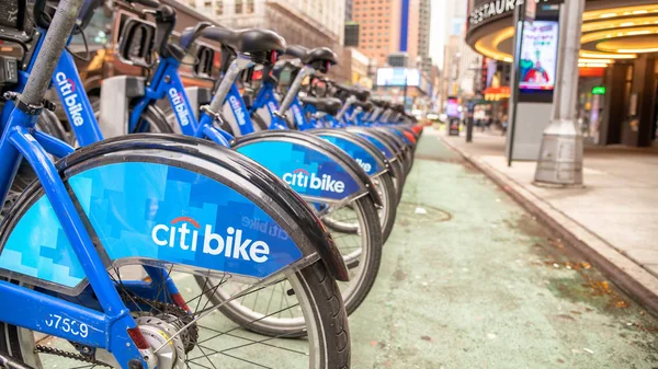 Nueva York City Noviembre 2018 Estación Alquiler Bicicletas Manhattan Citi — Foto de Stock