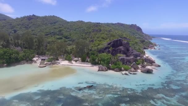 Incrível Praia Tropical Costa Oceânica Seychelles Vídeo — Vídeo de Stock