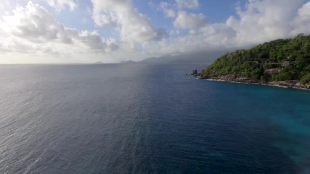Vista Aérea Costa Seychelles — Vídeo de stock