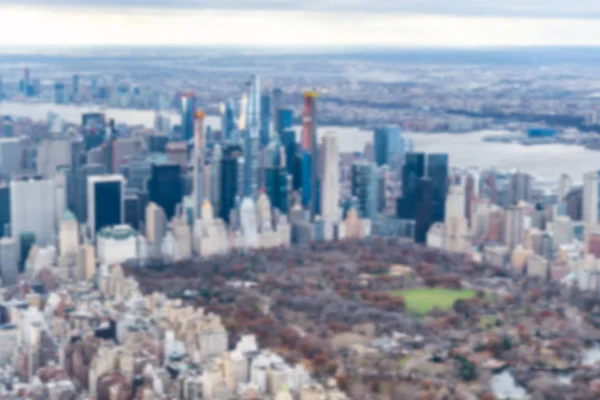 Veduta Aerea Offuscata Central Park Manhattan Skyline Dall Elicottero Nella — Foto Stock