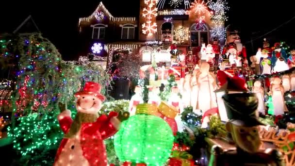 Dyker Heights Dezembro 2018 Dyker Heights Christmas Lights Mais Fofa — Vídeo de Stock