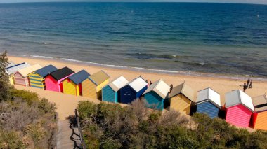 Brighton Beach kutuları, hava panoramik kışın, Victoria - Avustralya