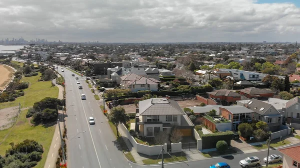 Brighton Beach Skyline Melbourne Australia Aerial View — Stock Photo, Image