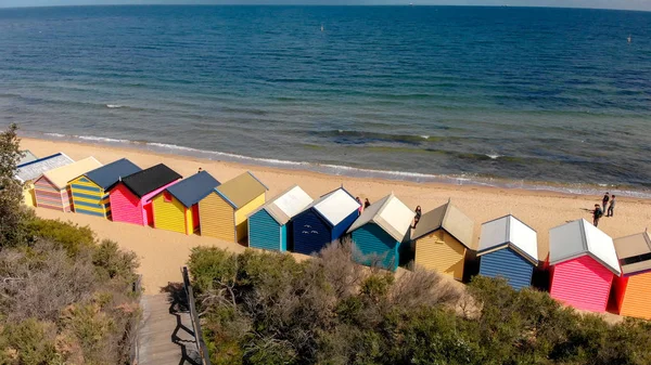 Brighton Beach Boxes Vista Panorámica Aérea Invierno Victoria Australia —  Fotos de Stock