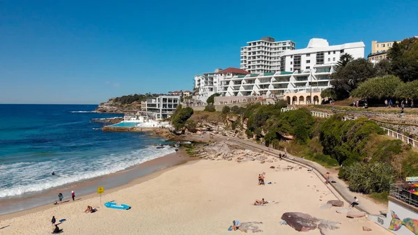 Widok Lotu Ptaka Bondi Beach Wybrzeża Sydney Australia — Zdjęcie stockowe