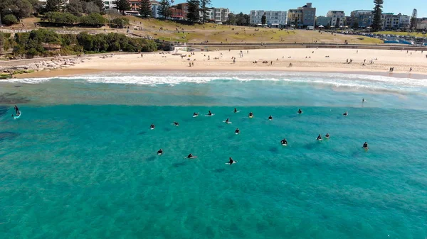 Widok Lotu Ptaka Bondi Beach Wybrzeża Sydney Australia — Zdjęcie stockowe