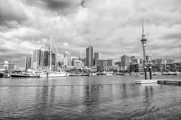 Auckland Nieuw Zeeland Augustus 2018 Waterkant Van Stad Een Bewolkte — Stockfoto