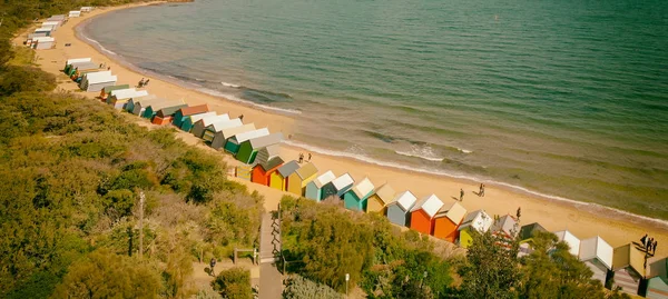 Brighton Beach Boxes Vista Panorâmica Aérea Inverno Victoria Austrália — Fotografia de Stock