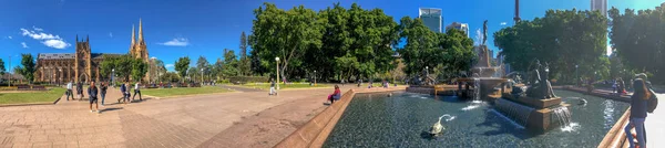 Sydney Australië Augustus 2018 Locals Toeristen Genieten Archibald Fountain Hyde — Stockfoto