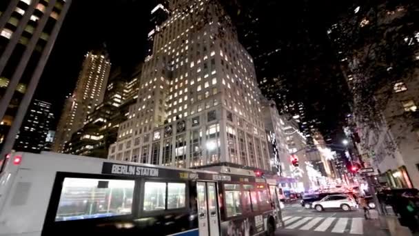 Нью Йорк Грудня 2018 Панорамний Вид Міський Транспорт Ніч Нью — стокове відео