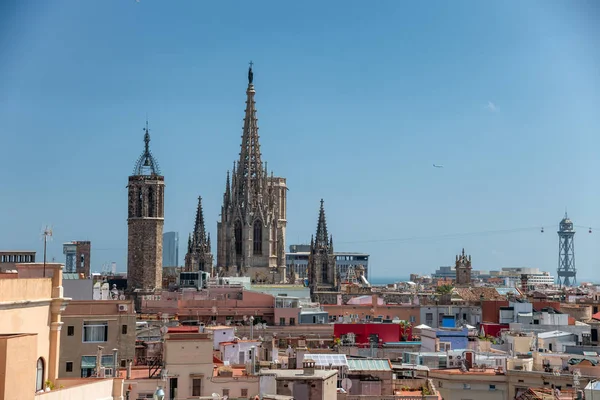 Barcelona Antenne Skyline Einem Schönen Frühlingstag Spanien — Stockfoto