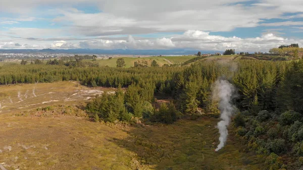 Craters Moon Natural Park Rotorua Aerial View New Zealand Geysers — Stock Photo, Image