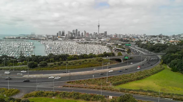 Auckland Vue Aérienne Panoramique Pont Horizon Ville Nouvelle Zélande — Photo