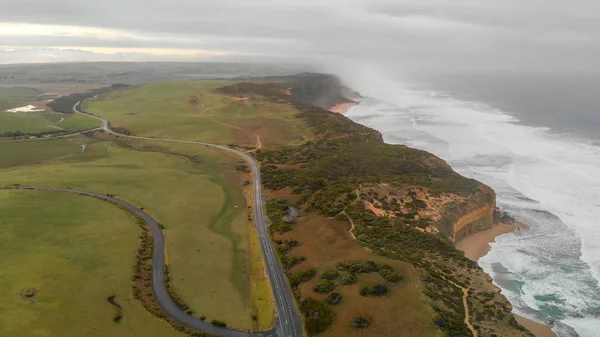 Vista Aérea Los Doce Apóstoles Largo Great Ocean Road Día —  Fotos de Stock