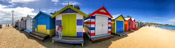 Brighton Beach Australia Septiembre 2018 Vista Panorámica Coloridas Cabañas Playa —  Fotos de Stock