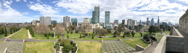 Stadtsilhouette Vom Schrein Der Erinnerung Park Melbourne — Stockfoto