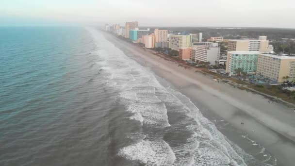 Myrtle Beach Ηλιοβασίλεμα Νότια Καρολίνα Κύματα Εναέρια Θέα Στον Ωκεανό — Αρχείο Βίντεο