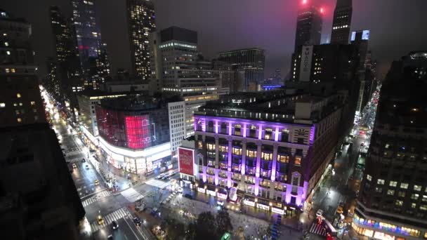 New York City December 2018 Luchtfoto Van Herald Square Macys — Stockvideo