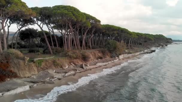 Вид Воздуха Пляж Тосканы После Зимней Бури Италия — стоковое видео