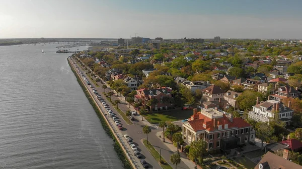Güney Carolina günbatımı, hava görünümünü, Charleston manzarası.