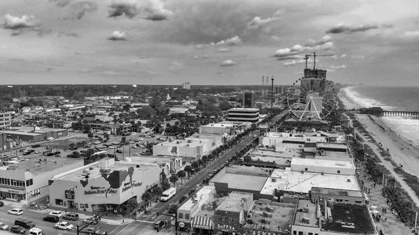 Myrtle Beach April 2018 Panoramic Aerial Skyline Coastline Cloudy Afternoon — Stock Photo, Image