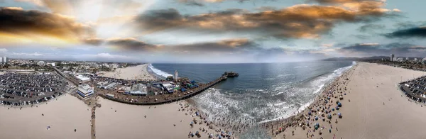 Santa Monica Gökten California Sahil Şeridi Hava Panoramik Manzaralı — Stok fotoğraf