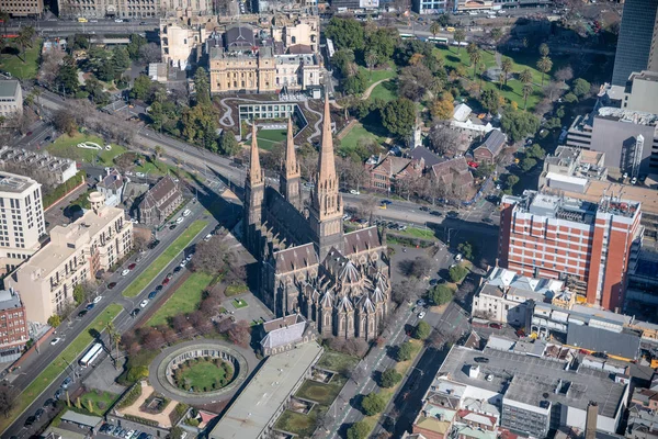 Luchtfoto Van Patrick Cathedral Melbourne Australië — Stockfoto