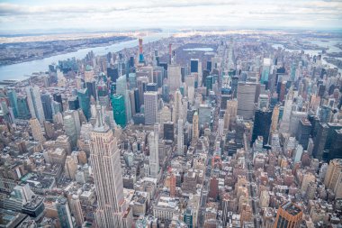 New York - 3 Aralık 2018: New York City gökten, Manhattan view helikopter.