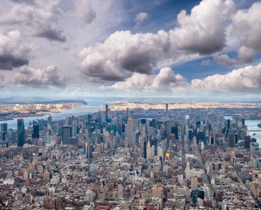 New York City gökten, Manhattan view helikopter.