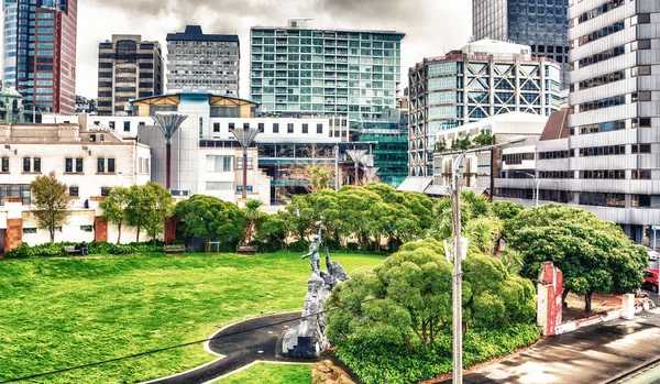 Luchtfoto Van Het Centrum Van Stad Een Bewolkte Dag Wellington — Stockfoto