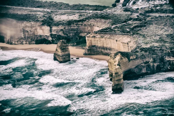 Vue Aérienne Douze Apôtres Par Une Journée Orageuse Point Vue — Photo