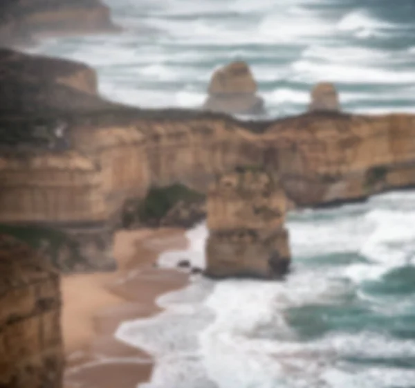 Blurred Aerial View Twelve Apostles Stormy Day Helicopter Vantage Point — Stock Photo, Image