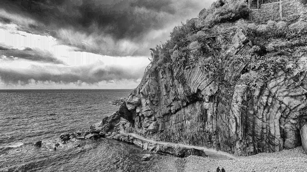 Αεροφωτογραφία Του Cinque Terre Πέντε Εδάφη Ακτογραμμή Από Τον Ουρανό — Φωτογραφία Αρχείου